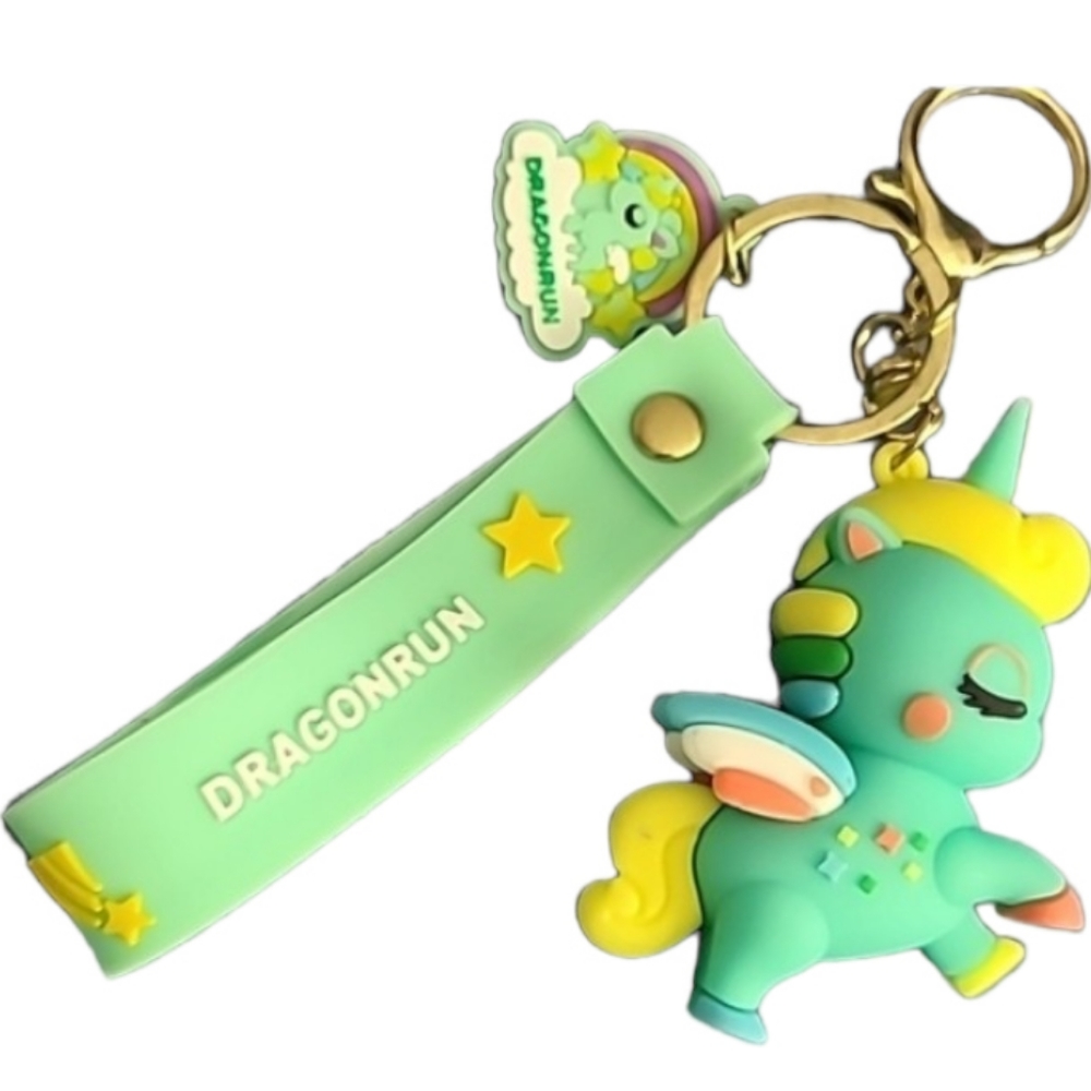 Green Unicorn dragonrun keychain 5 inches